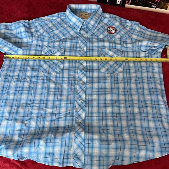 Wrangler Blue Plaid Casual Button Down Shirt - Picture 6 of 6